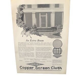Vintage 1925 Jersey Copper Screen Cloth Extra Room Ad Advertisement